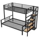 Metal Bunk Bed With Storage Staircase And Open Wardrobe