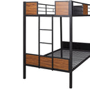Twin Over Twin Bunk Bunk Bed With Safety Rail, Built In Ladder For Bedroom - Brown