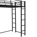 Twin Metal Loft Bed with 2 Shelves and one Desk ,BLACK(Old SKU: MF281206AAB)