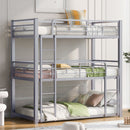Triple Bunk Bed With Sturdy Construction And Space Saving Design