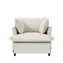 Oversized Chaise Lounge Indoor Single Sofa Bed With Wide Seat, Upholstered Lazy Sleeper Armchair With Movable Ottoman Reading Couch Set