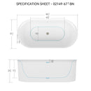 Acrylic Freestanding Bathtub-Acrylic Soaking Tubs, Fluted Style Freestanding Bathtub With Integrated Slotted Overflow And Brushed Nickel Toe-Tap Drain, 02149-Bn - Glossy White