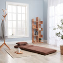 Modern Triple Fold Down Metal Frame Sofa Bed With 5 Reclining Positions And Pillow - Adjustable Upholstered Floor Couch For Gaming Or Guest Room - Brown