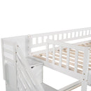 Twin Over Twin Stairway Bunk Bed With Two Drawers And Slide