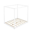 Wood Canopy Platform Bed With Support Legs And Airflow Slats