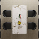 Modern Rectangular Dining Table For 6 - 8, Plated Hourglass Base