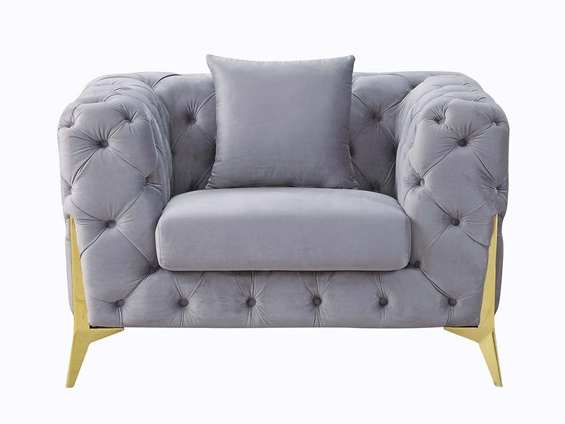 Jelanea - Chair - Gray Velvet & Gold Finish - Atlantic Fine Furniture Inc