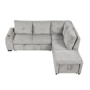 Pull-Out L-Shaped Sectional Sofa With Movable Ottoman And Stool, Large Storage Space, A Cup Holder, And 2 USB Ports For Living Room