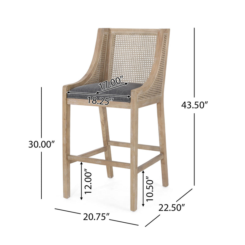 Celestiality - Upholstered Barstool With Cane Webbing Backrest (Set of 2)