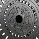 Elegant Cast Aluminum Round Bar Table With Romantic Filigree Design - Copper