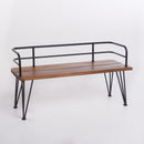 Outdoor Bench With Powder Coated Iron Frame - Teak