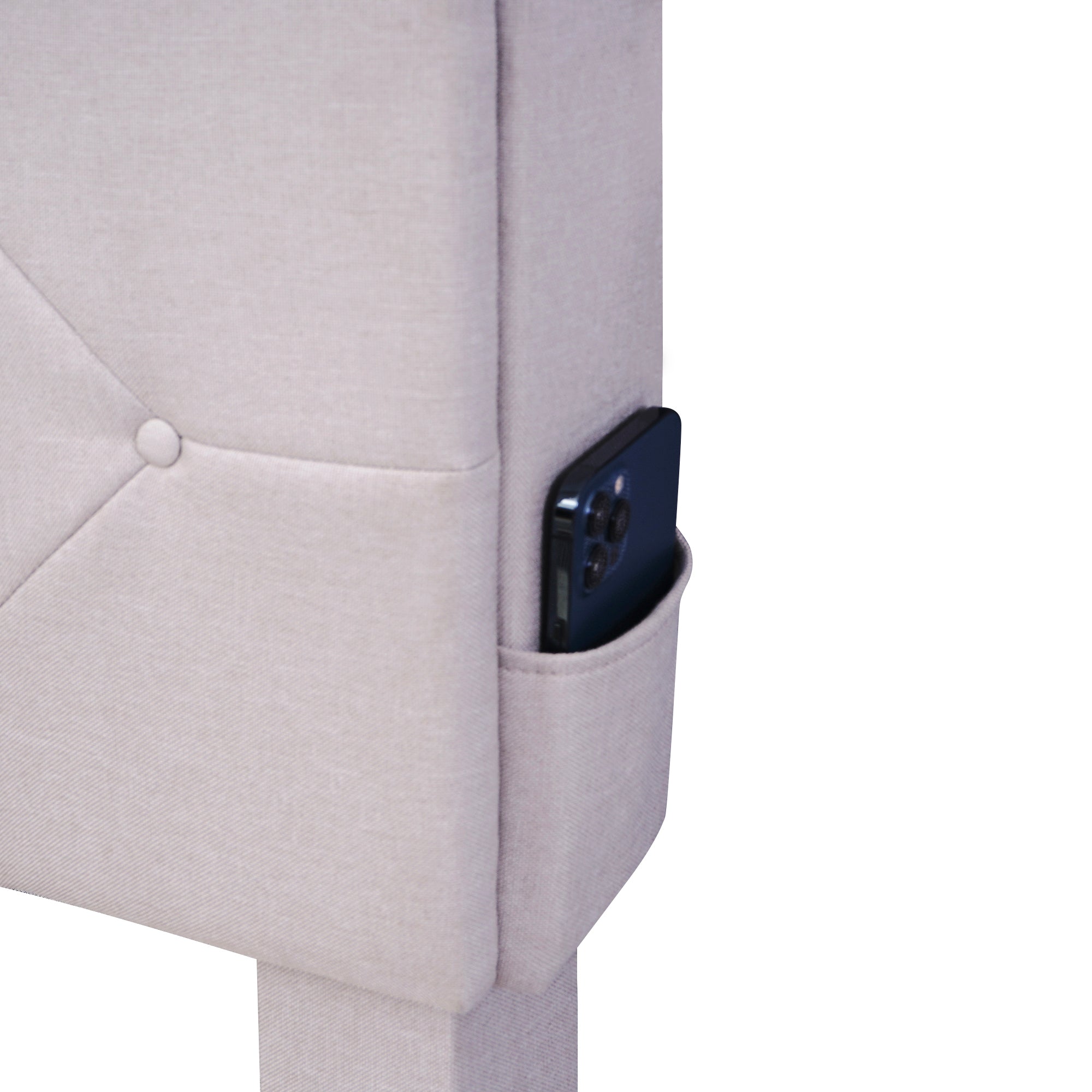 Full Size Upholstered Platform Bed with Storage Headboard, LED, USB Charging and 2 Drawers, Beige