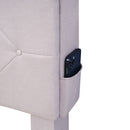 Full Size Upholstered Platform Bed with Storage Headboard, LED, USB Charging and 2 Drawers, Beige