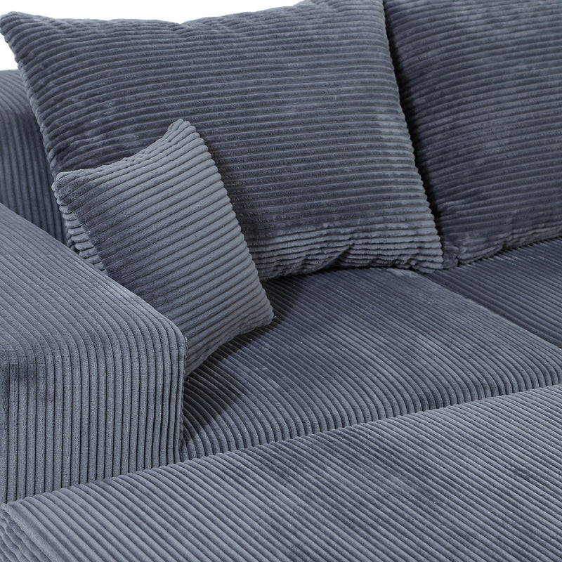 Luxury 8 Piece Modular U Shaped Sectional Sofa With Oversized Chaise Lounge And Bed Corduroy Upholstery