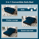 Queen Pull Out, 3 In 1 Convertible Sleeper Tufted Sofa & 2 Soft Pillows