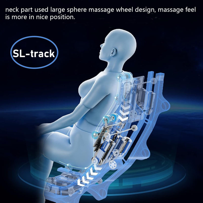 SL Type Pulley Guide, 2D Motor-Massage Manipulator-Space Saver Design, Track Sliding Zero Gravity Multifunction Massage Chair - Black