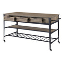 Macaria - 33" Kitchen Island - Rustic Oak & Black