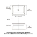 Sink 30" Apron Front Reversible Single Bowl Kitchen Sink With Grid, Strainer - White