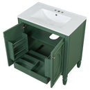 30" Bathroom Vanity With Sink, 2 Doors With Shelf, Soft Close Door Hinges, Vintage Style - Green