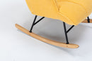 Rocking Chair Nursery, Teddy Upholstered Glider Rocker With High Backrest, Reading Chair Modern Rocking Accent Chairs Glider Recliner For Living Room - Yellow