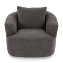 360° Swivel Barrel Sofa Chair With Throw Pillow, Chenille Upholstered Accent Chair