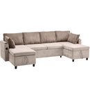 Sectional Sofa Bed With Pull Out Sleeper, USB Ports, Cup Holders
