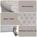 Vendom II - Loveseat - Two Tone Ivory Fabric & Antique Pearl Finish - Atlantic Fine Furniture Inc