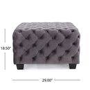 Modern Glam Ottoman With Velvet Upholstery And Button Tufted Design