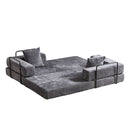 Convertible Floor Sofa Bed With Pillow Back Support Armrest