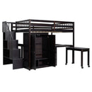 Loft Bed With Stairs, Bookshelf, Drawers, Desk & Wardrobe, Space Saving Multifunctional Furniture
