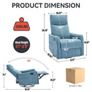 Heat Massage Manual Recliner Chair with Rocker and Swivel in Fabric for Living Room, Blue