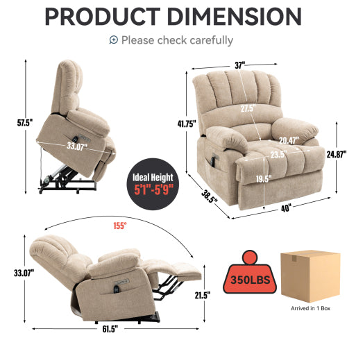 Power Assist Recliner with Massage and Heat