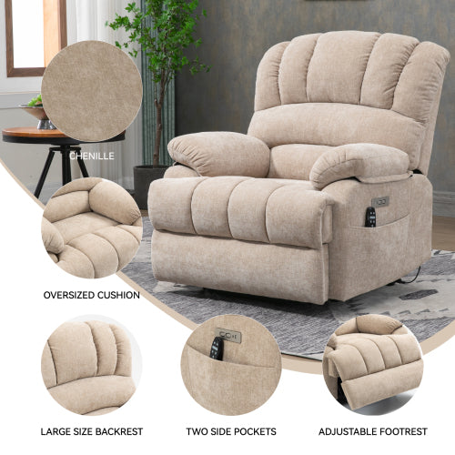 Power Assist Recliner with Massage and Heat