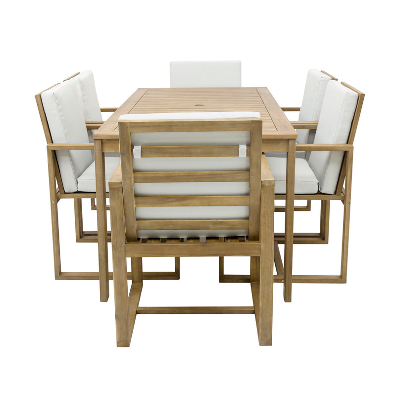 Patio Dining Set Outdoor Dining Table And Chair Set With And Removable Cushions For Patio, Backyard, Garden - Light Teak