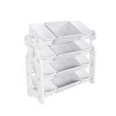 Multi Functional Kids Toy Storage Organizer Cabinet With Hdpe Shelf And 12 Bins - Gray White