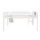 Full size Loft Bed Wood Bed with Slide, Stair and Chalkboard,White（Old SKU:WF282116AAK）
