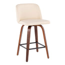 Toriano - Mid Century Modern Fixed Height Counter Stool & Square Footrest (Set of 2)