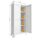 2 Shapely Doors Cabinet Metal Storage Cabinet With Doors And Adjustable Shelves For Bedroom Living Room - White