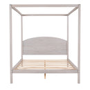 Queen Size Canopy Platform Bed with Headboard and Support Legs,Grey Wash