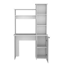 Muncy Computer Desk with Ample Work Surface, Hutch Storage and Single Door Cabinet with 3-Tier Shelves, Black