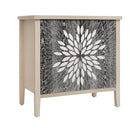 2 Door Carved Storage Cabinet With Adjustable Shelf, Accent Furniture