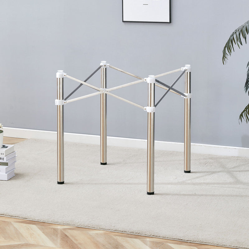 Simple Silver Stainless Steel Folding Table Frame Multifunctional Space Saving Design.Separate Folding Table Legs That Can Be Paired With Various Sizes And Styles Of Tabletops - Silver