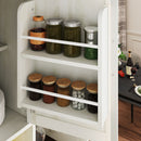 Farmhouse Kitchen Pantry Sideboard With Cabinet And Drawer, Multi Functional Kitchen Buffet With Hutch And Glass Holder, Microwave Stand With Charging Station - Brown / Antique White