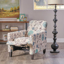 Floral Print Push Back Chair For Elegant Home Decor - White / Blue