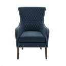 Modern Accent Chair With Quilted Back And Silver Studs - Dark Blue
