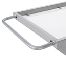 Modern Z Shaped Bar Cart With Tempered Glass Shelves - Silver