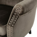 Elegant Velvet Club Chair With Handcrafted Details - Gray