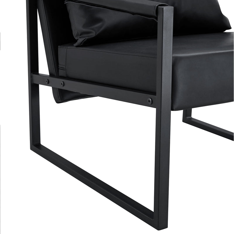 Classic Leather And Metal Frame Sofa, Ergonomically Designed, A Perfect Blend Of Modern And Industrial Styles