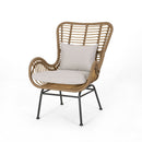 Modern Aesthetic Outdoor Rattan Accent Chair With Metal Legs