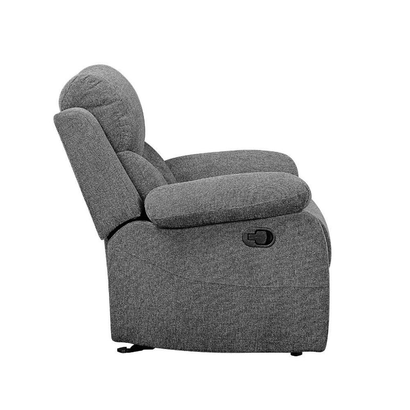 Kalen - Motion Loveseat With Console - Gray Chenille